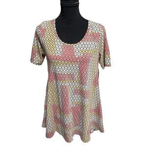 LuLaRoe Perfect T Shirt Small Fall Autumn Half Sleeve NWT Top Abstract